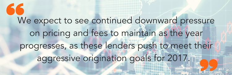 we expect to see continued downward pressure on pricing and fees to maintain as the year progresses, as these lenders push to meet their aggressive origination goals for 2017